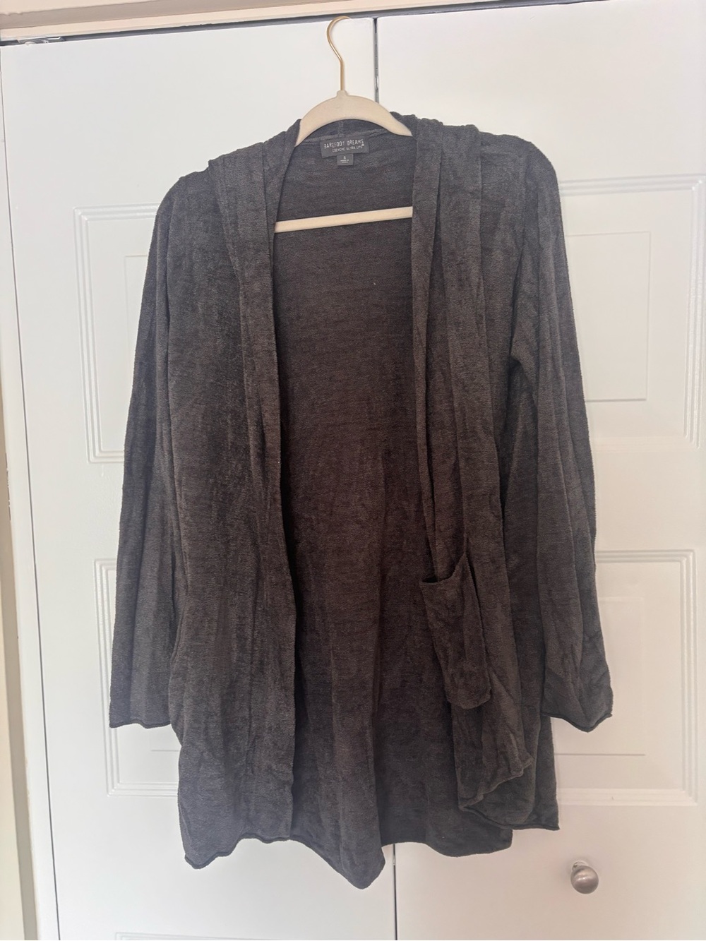 •Barefoot Dreams CozyChic Ultra Lite hooded cardigan, Gray